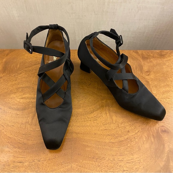 Vintage Ralph Lauren Black Satin Shoes Size 6 - Picture 12 of 16